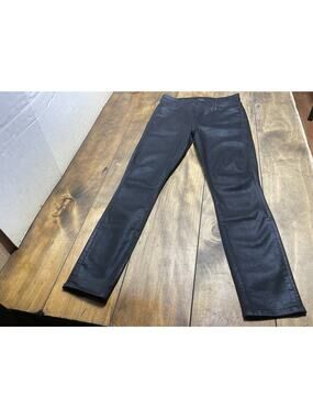 MOTHER Women's The Swooner Coated Ankle Jeans Size 28 Wet Paint Black Pant